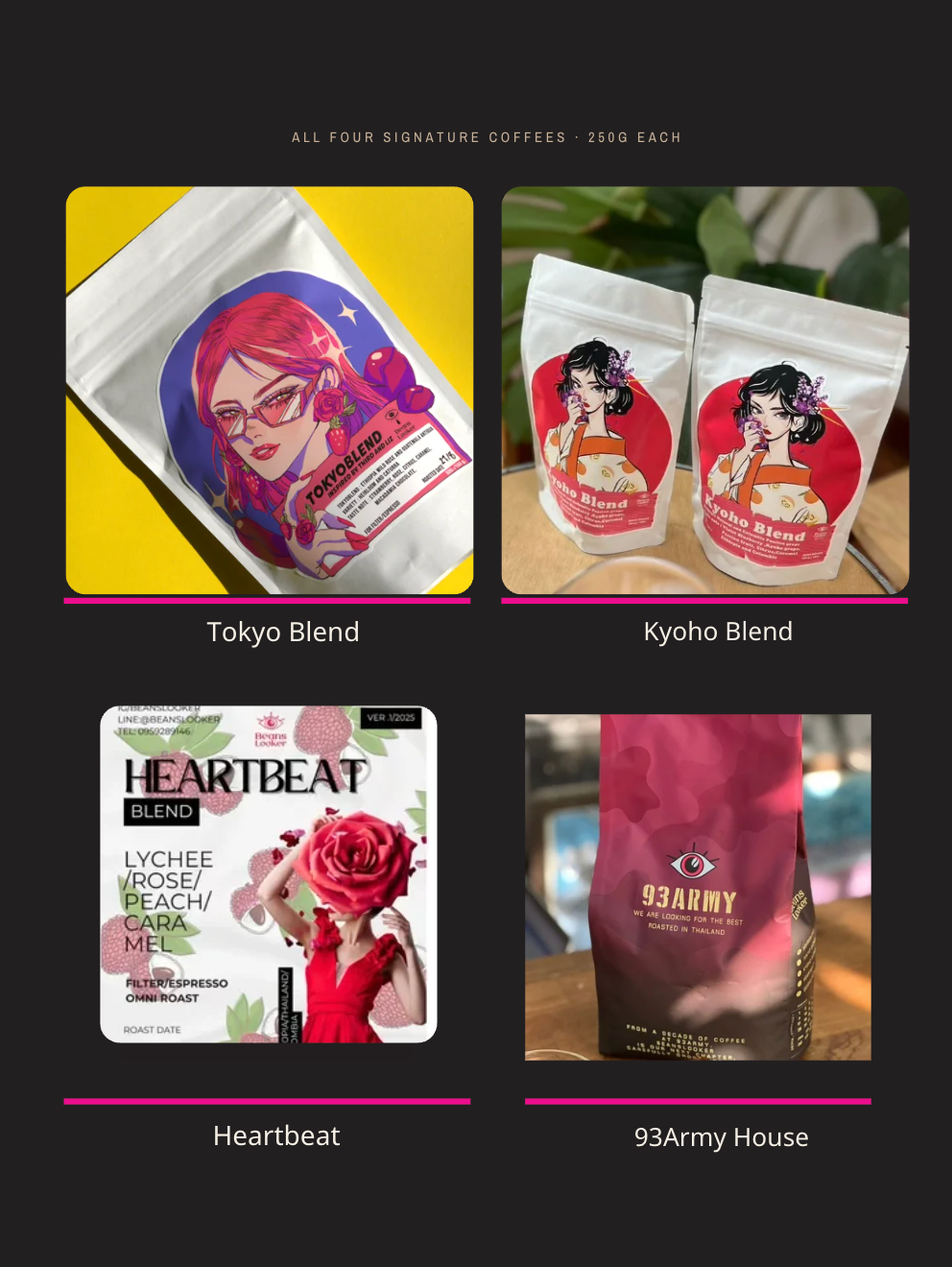 First Trial Tasting Set (ชุดทดลองชิม ครบทั้ง 4 ตัว · 250g ต่อถุง)